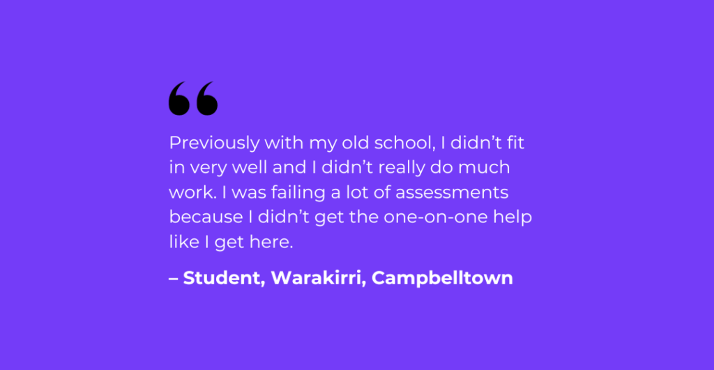 student quote from warakirri campbelltown campus