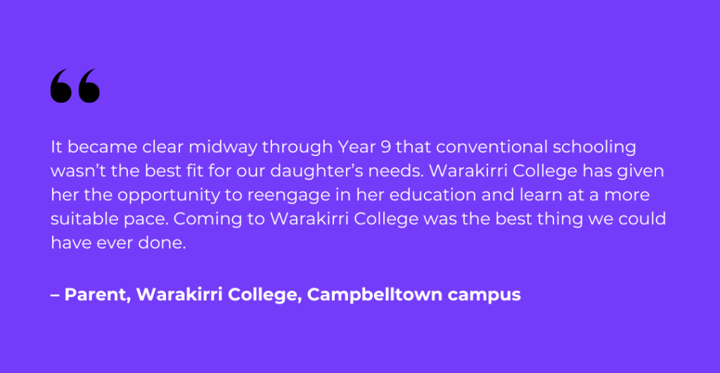 Parent quote for Warakirri College