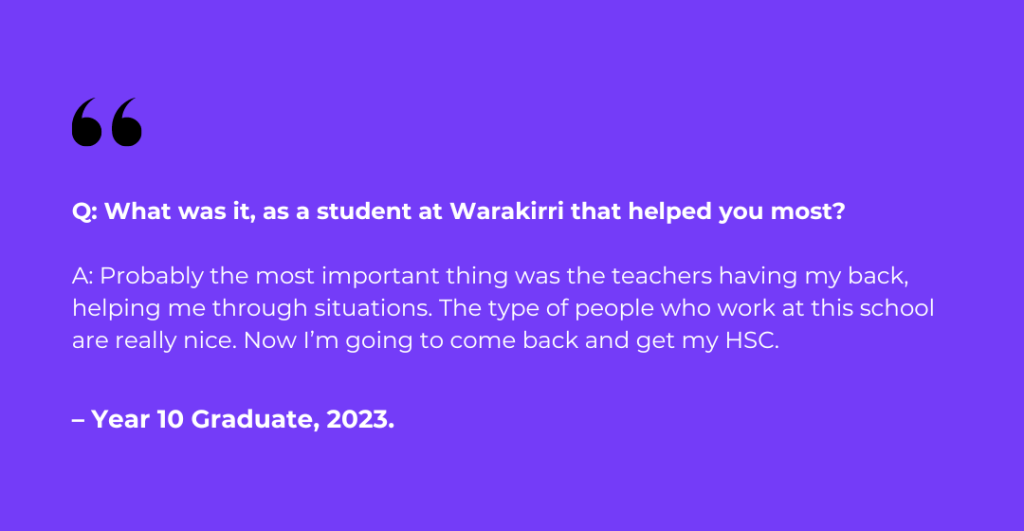 Q&A quote with Year 10 Graduate